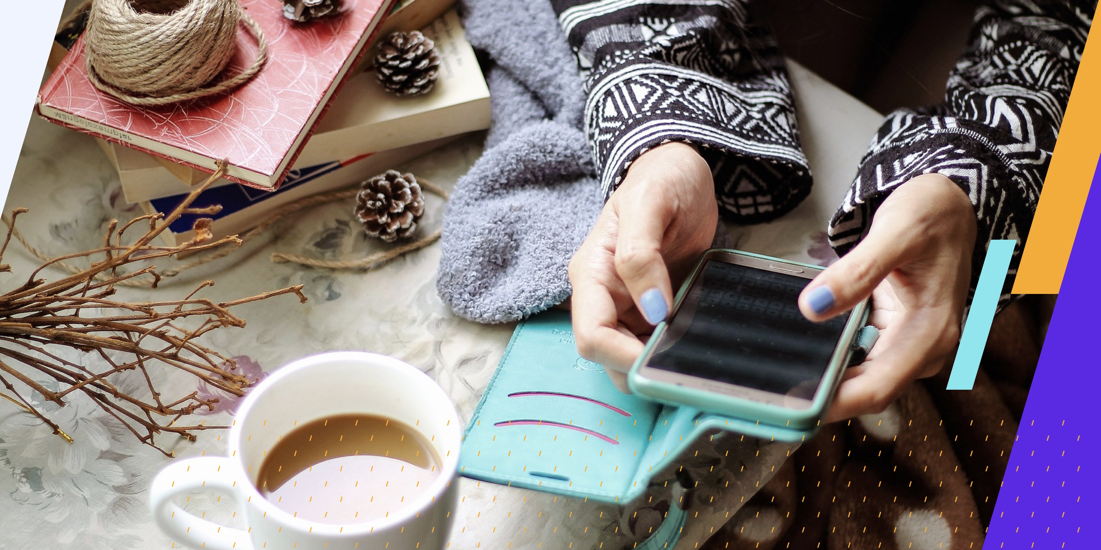 woman typing on her phone